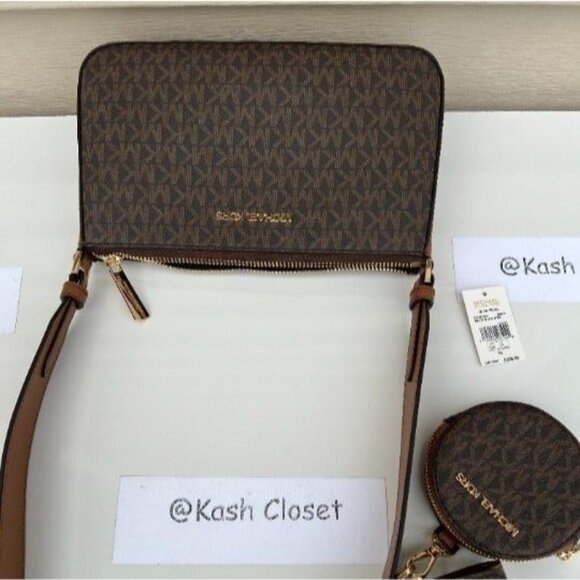 Michael Kors crossbody bag tech attached small coin purse airpod case brown - Picture 4 of 9